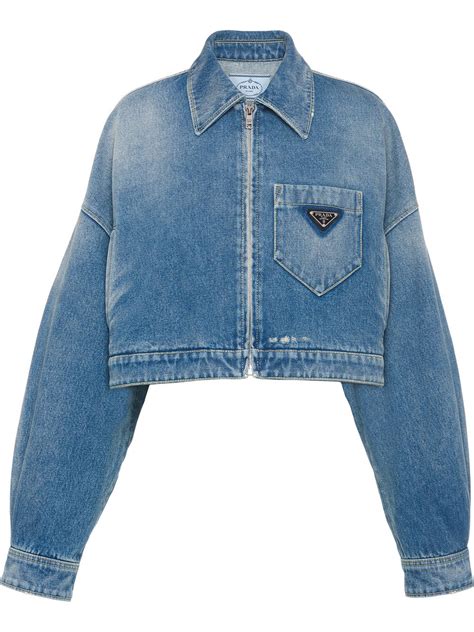 prada denim jacket womens|prada jean jacket cropped.